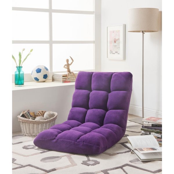 Microplush Modern Armless Quilted Recliner Chair with foam filling and steel tube frame - Purple, Posh Living, Mfr#: PO380863